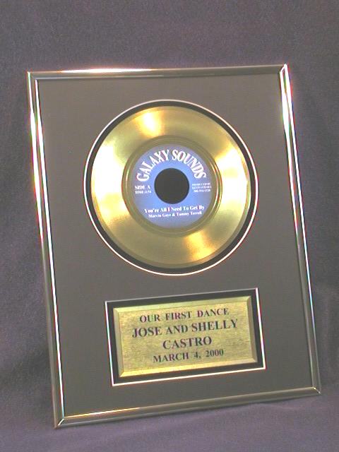 7 inch gold record, small gold frame