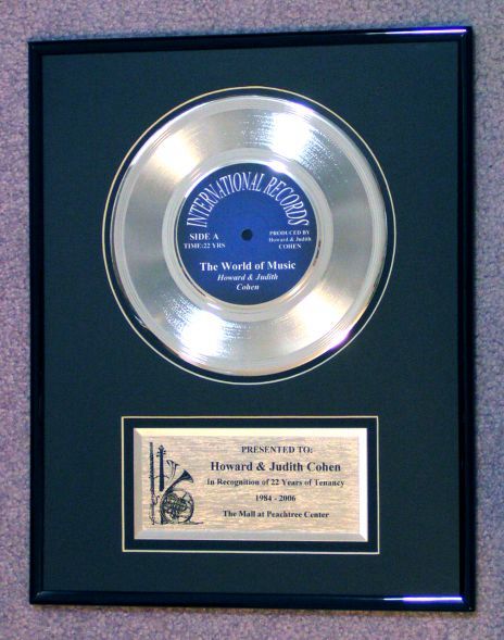 framed platinum record award